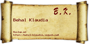 Behal Klaudia névjegykártya